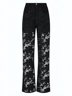The Noli Shop Celeste High Rise Black Denim Jeans with Lace Detail Size 25